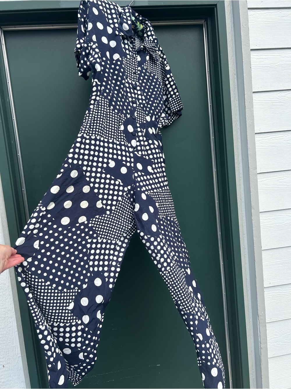 CC Resorts Navy and White Polka Dot Jumpsuit